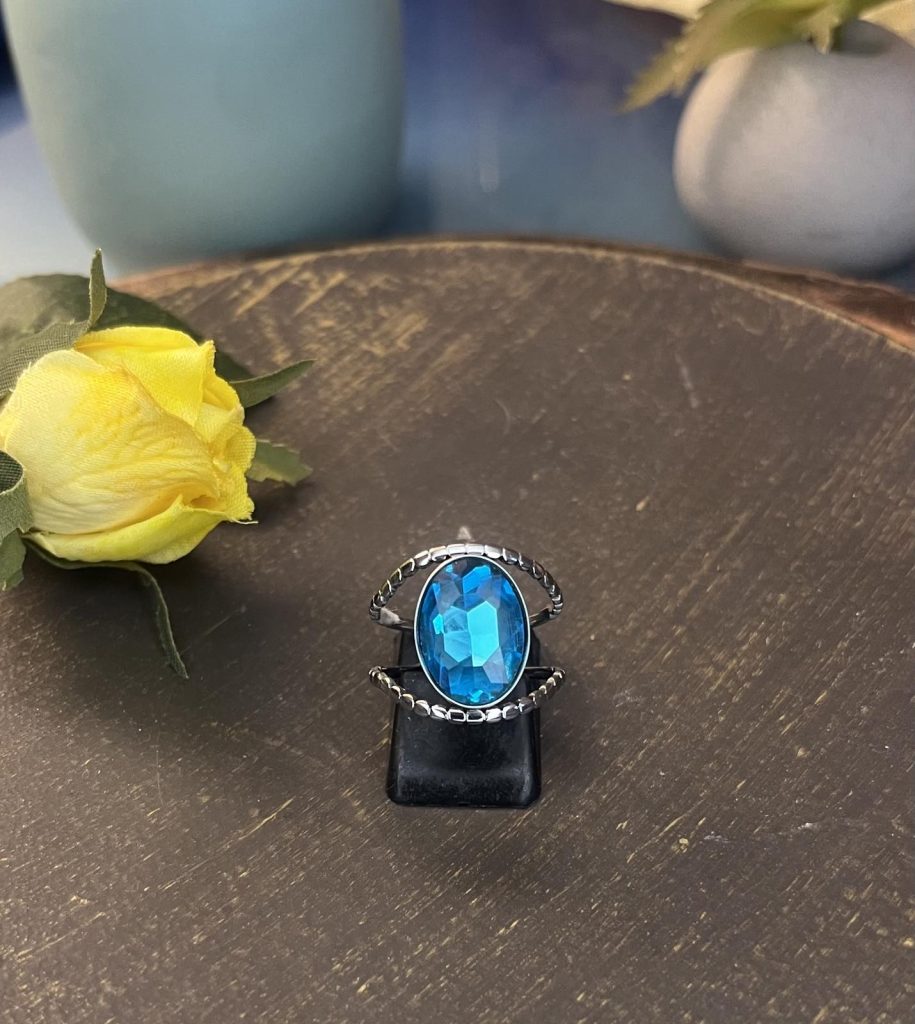 ✨ UShine.gr: Χειροποίητο statement δαχτυλίδι οβάλ με τιρκουάζ κρύσταλλο No 7038