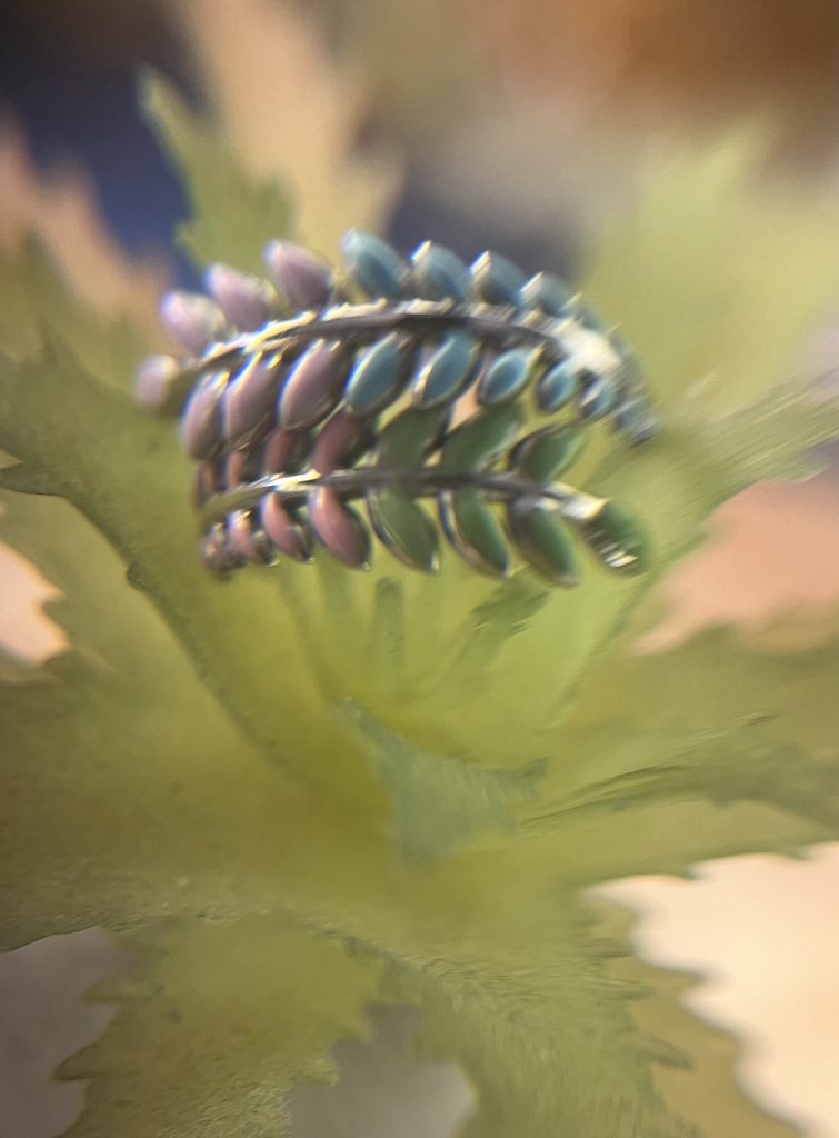 ✨ UShine.gr: Ατσάλινο statement δαχτυλίδι Leaf με πολύχρωμα φύλλα (ασημί) No 1358