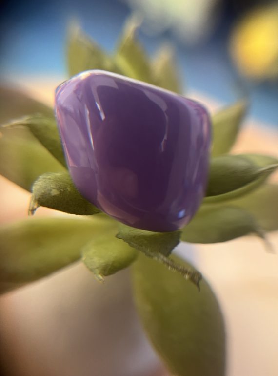 ✨ UShine.gr: Ατσάλινο statement δαχτυλίδι με glossy μωβ επιφάνεια (λιλά) No 1363