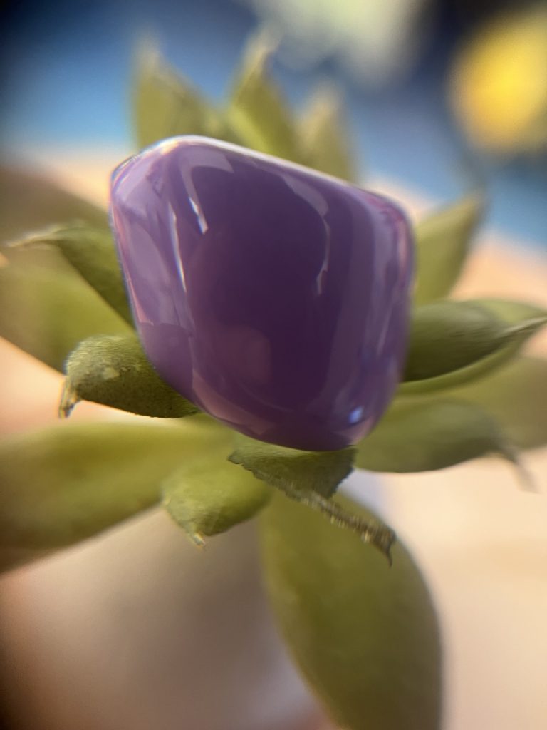 ✨ UShine.gr: Ατσάλινο statement δαχτυλίδι με glossy μωβ επιφάνεια (λιλά) No 1363