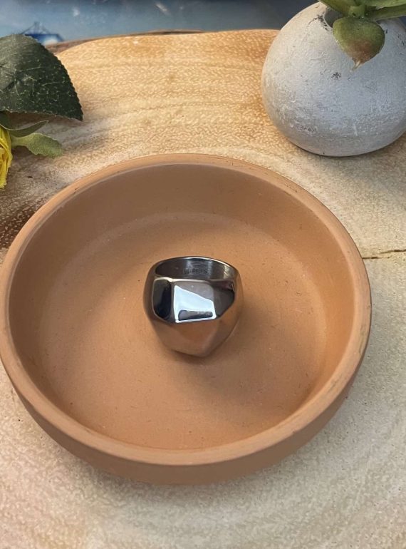 ✨ UShine.gr: Ατσάλινο statement δαχτυλίδι με γυαλιστερό φινίρισμα (ασημί) No 1369