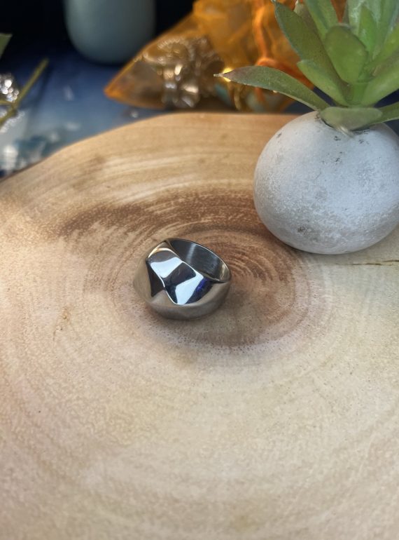 ✨ UShine.gr: Ατσάλινο statement δαχτυλίδι με γυαλιστερό φινίρισμα (ασημί) No 1369