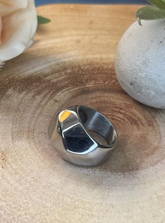 ✨ UShine.gr: Ατσάλινο statement δαχτυλίδι με γυαλιστερό φινίρισμα (ασημί) No 1369