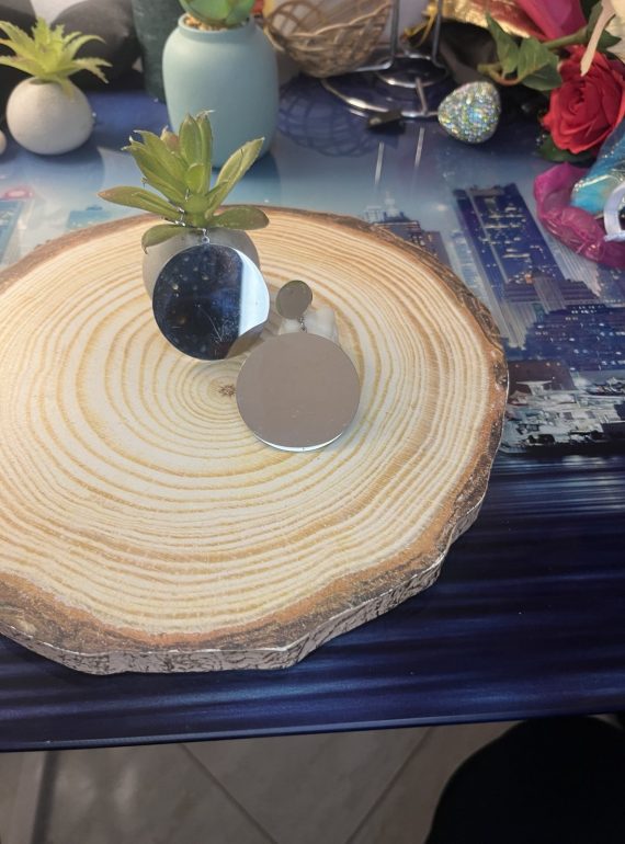 ✨ UShine.gr: Ατσάλινα statement σκουλαρίκια Mirror Circles (ασημί) No 1371