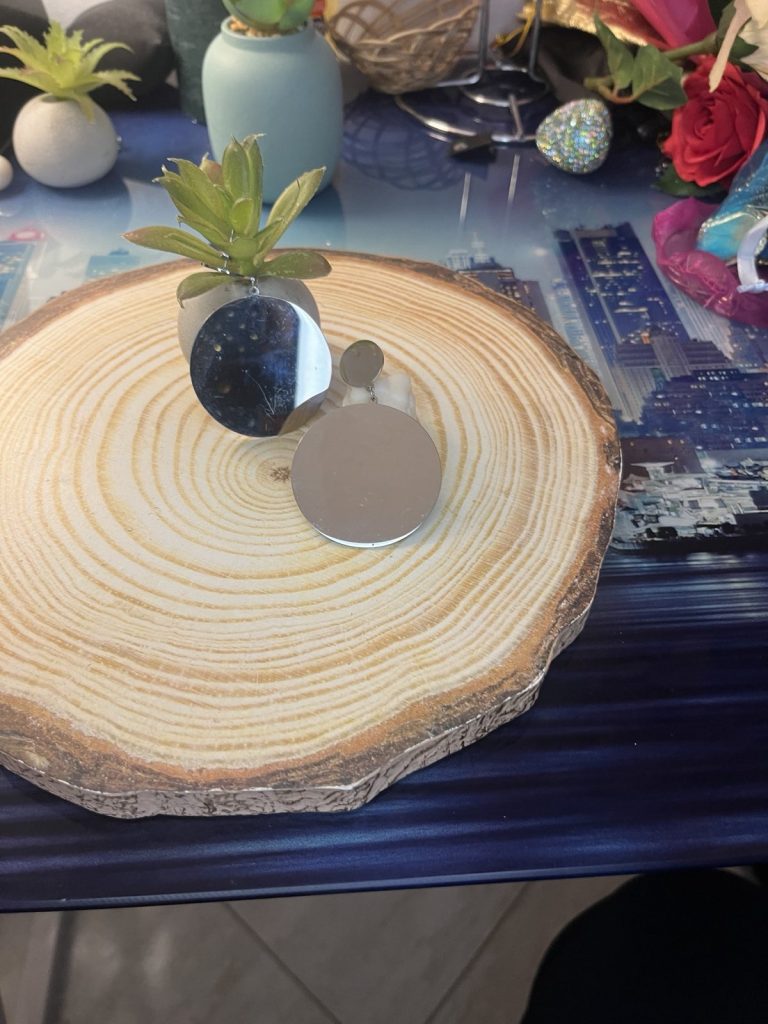 ✨ UShine.gr: Ατσάλινα statement σκουλαρίκια Mirror Circles (ασημί) No 1371