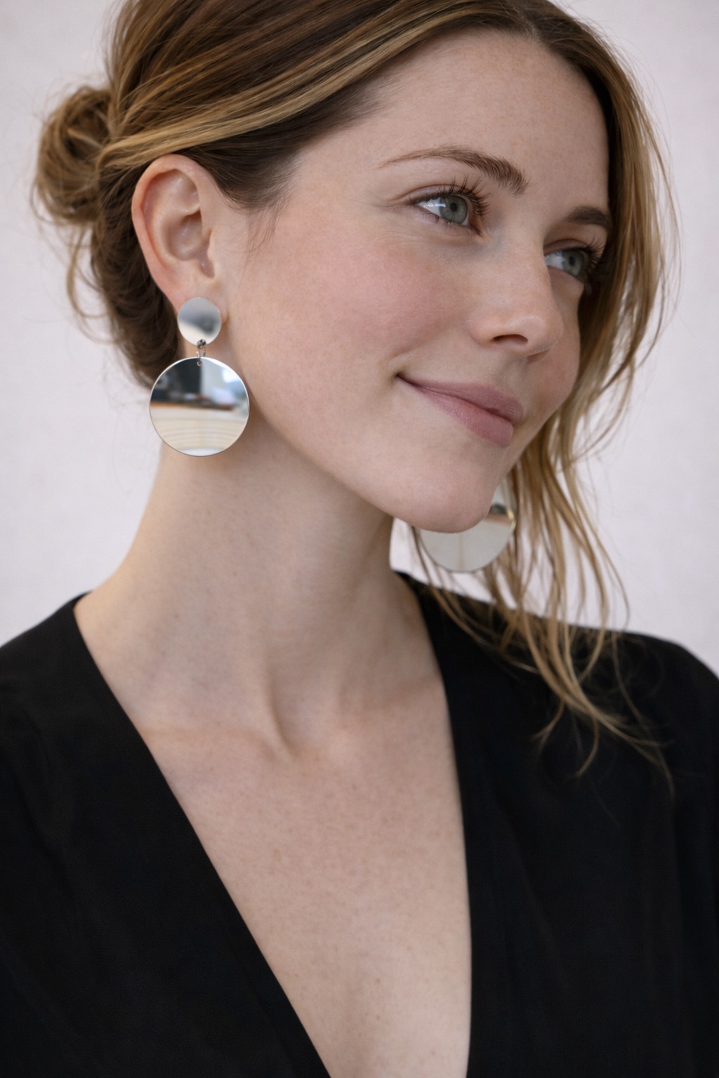 ✨ UShine.gr: Ατσάλινα statement σκουλαρίκια Mirror Circles (ασημί) No 1371