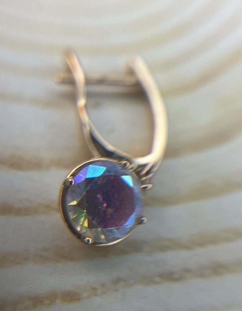 ✨ UShine.gr: Ατσάλινα σκουλαρίκια κρίκος με κρεμαστό κρύσταλλο Aurora (χρυσό) No 1376