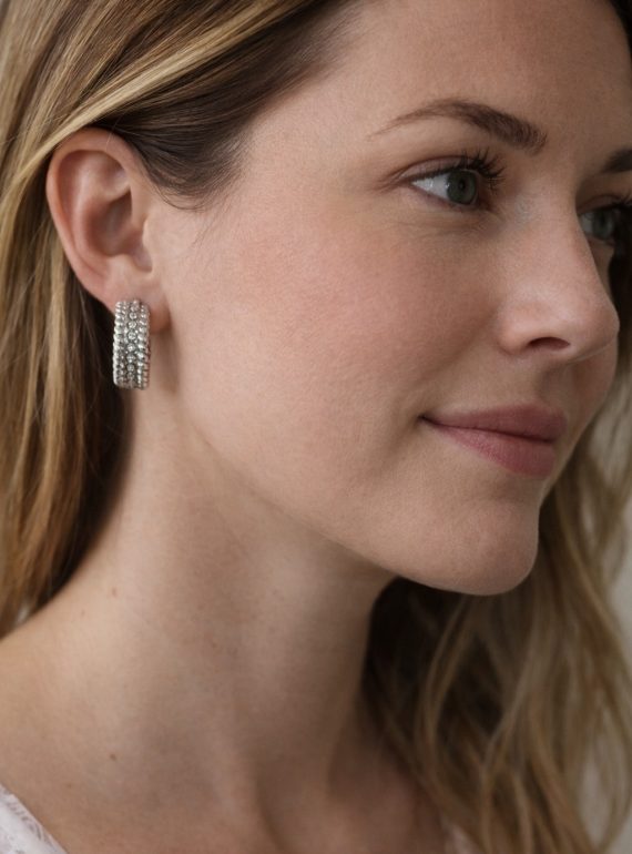 ✨ UShine.gr: Ατσάλινα σκουλαρίκια διπλού κύκλου (ασημί) No 1377