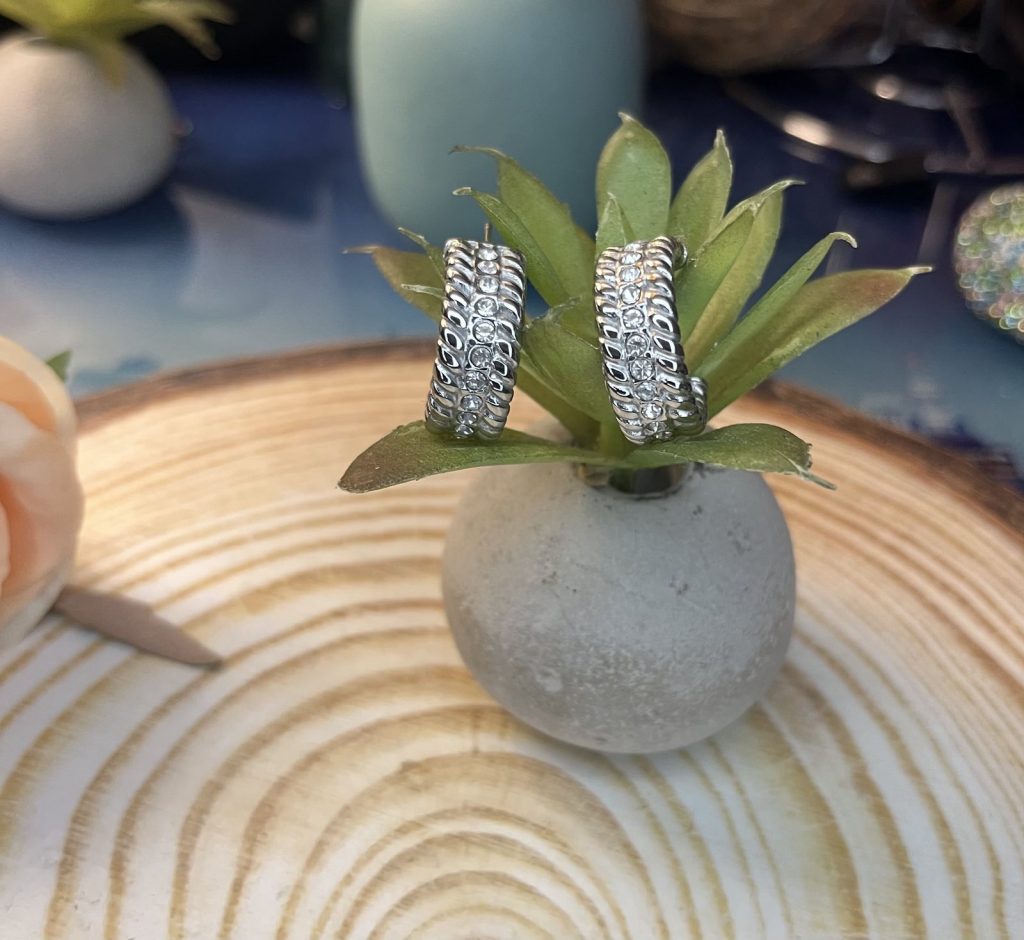 ✨ UShine.gr: Ατσάλινα σκουλαρίκια διπλού κύκλου (ασημί) No 1377