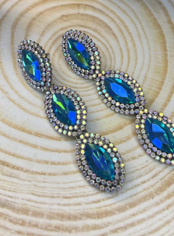 ✨ UShine.gr: Χειροποίητα statement σκουλαρίκια με μπλε κρυστάλλους & λαμπερές λεπτομέρειες No 1387