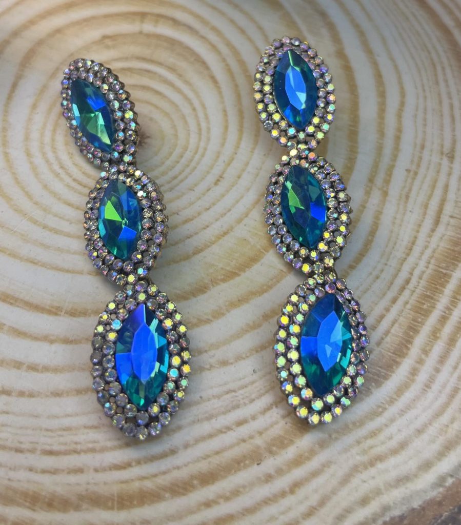 ✨ UShine.gr: Χειροποίητα statement σκουλαρίκια με μπλε κρυστάλλους & λαμπερές λεπτομέρειες No 1387