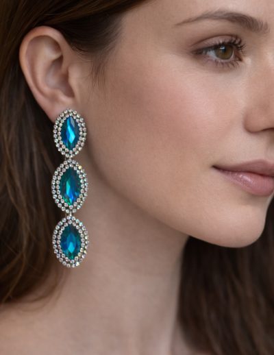 ✨ UShine.gr: Χειροποίητα statement σκουλαρίκια με μπλε κρυστάλλους & λαμπερές λεπτομέρειες No 1387