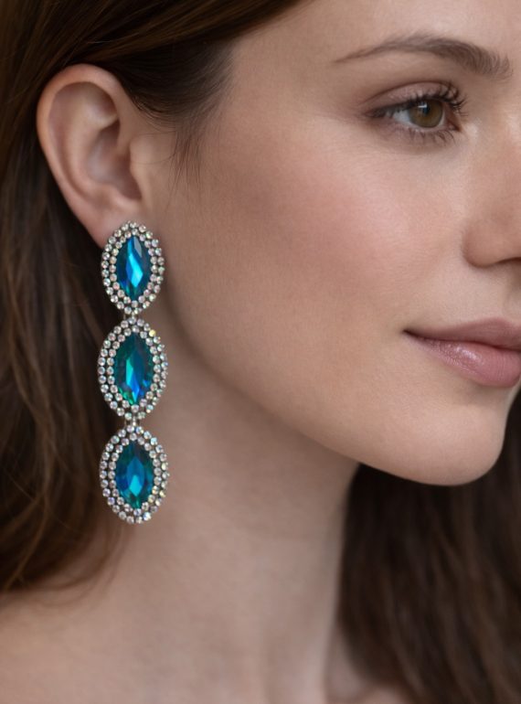 ✨ UShine.gr: Χειροποίητα statement σκουλαρίκια με μπλε κρυστάλλους & λαμπερές λεπτομέρειες No 1387