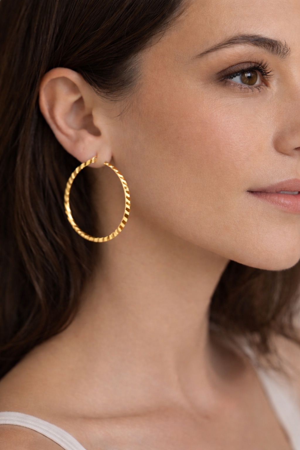 ✨ UShine.gr: Ατσάλινα σκουλαρίκια κρίκοι με ανάγλυφη υφή No 1389