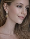 ✨ UShine.gr: Ατσάλινα statement σκουλαρίκια με γεωμετρικούς κρυστάλλους (χρυσό) No 1390