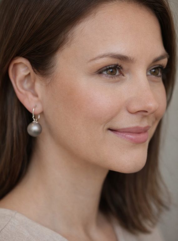 ✨ UShine.gr: Ατσάλινα σκουλαρίκια με ματ πέρλα (σαμπανί) No 1393