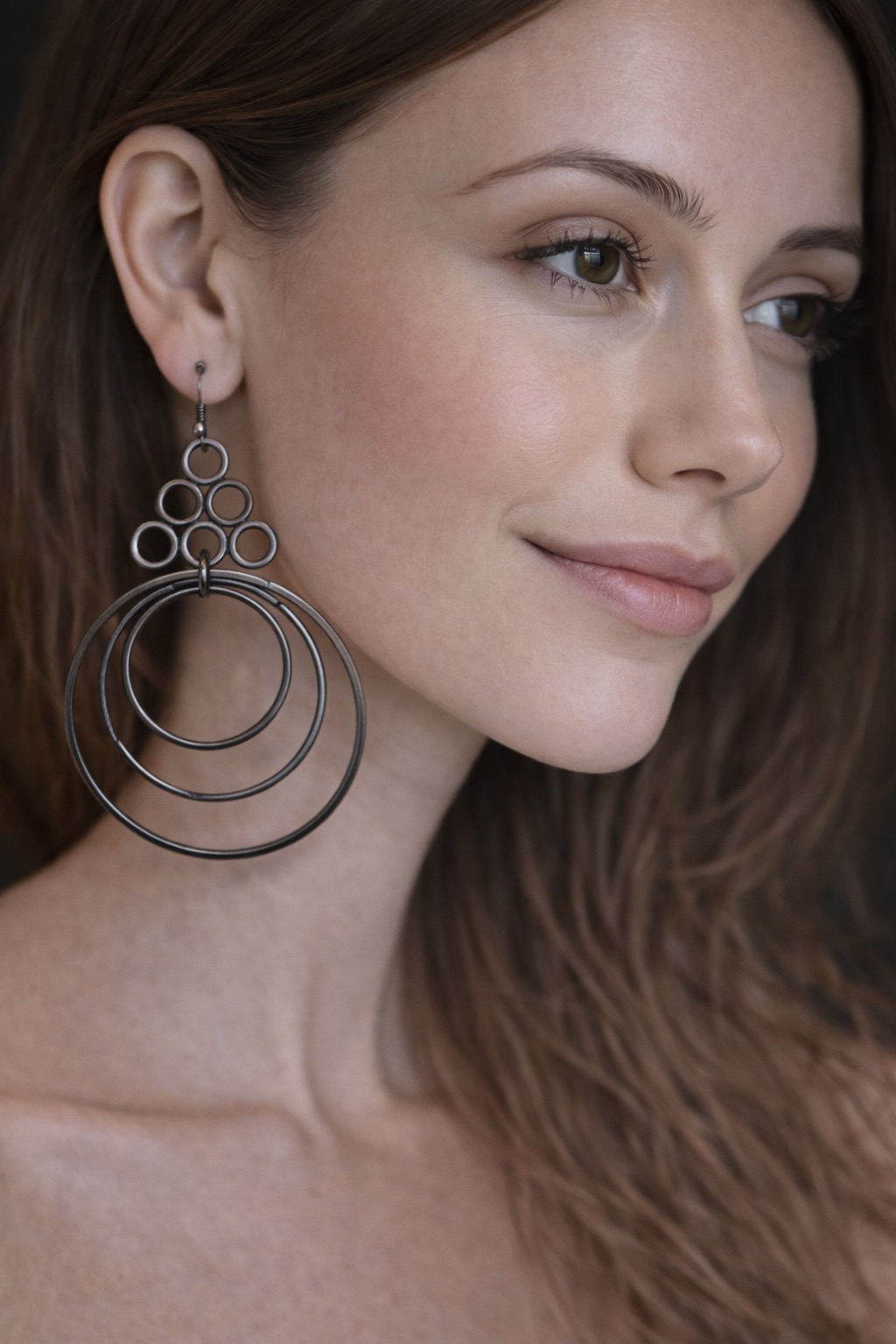 ✨ UShine.gr: Ατσάλινα σκουλαρίκια γεωμετρικά με πολλαπλούς κρίκους (ασημί) No 1410