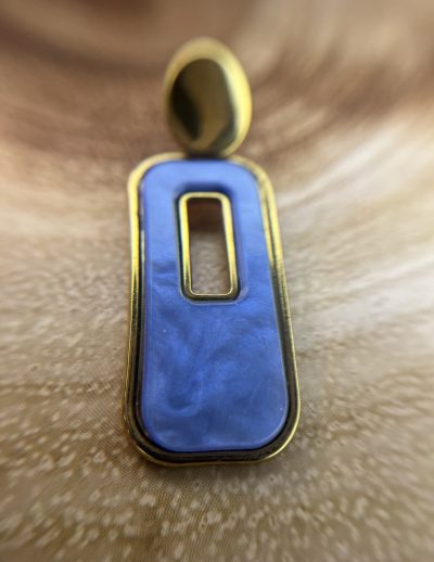 ✨ UShine.gr: Ατσάλινα σκουλαρίκια γεωμετρικά με μπλε enamel & χρυσές λεπτομέρειες No 1412