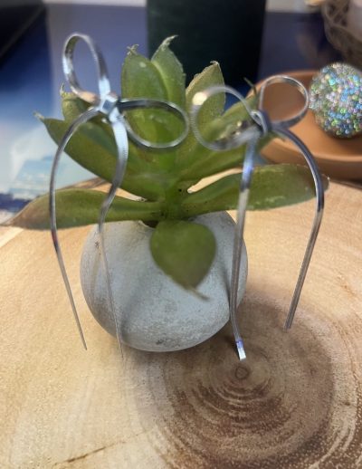 ✨ UShine.gr: Ατσάλινα σκουλαρίκια φιόγκος με μακριές αλυσίδες (ασημί) No 1415