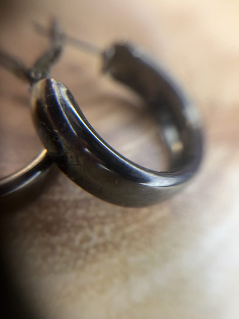 ✨ UShine.gr: Ατσάλινα σκουλαρίκια chunky κρίκοι σε black steel τόνο No 1416