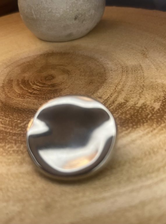 ✨ UShine.gr: Ατσάλινα σκουλαρίκια καρφωτά με οργανικό κυματιστό δίσκο (ασημί) No 1418