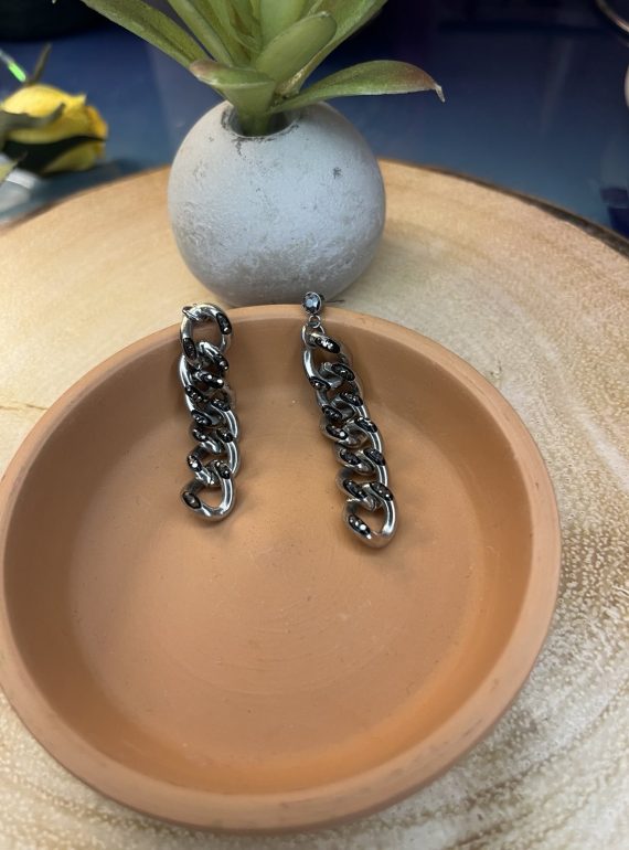 ✨ UShine.gr: Ατσάλινα σκουλαρίκια καρφωτά με οργανικό hammered μοτίφ (ασημί) No 1419