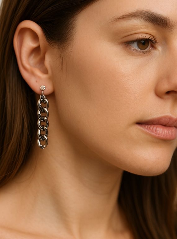 ✨ UShine.gr: Ατσάλινα σκουλαρίκια καρφωτά με οργανικό hammered μοτίφ (ασημί) No 1419