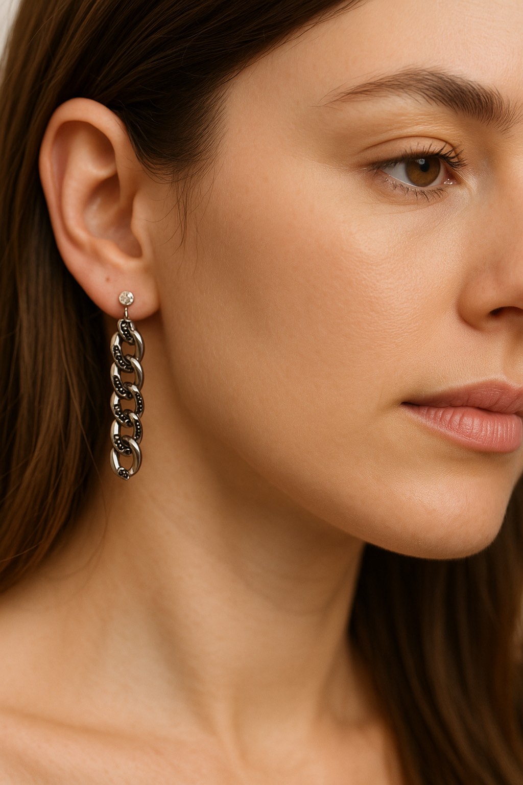 ✨ UShine.gr: Ατσάλινα σκουλαρίκια καρφωτά με οργανικό hammered μοτίφ (ασημί) No 1419