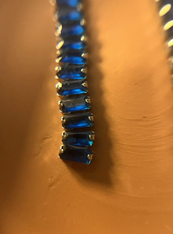 ✨ UShine.gr: Ατσάλινα σκουλαρίκια γραμμικά με μπλε κρύσταλλα (royal blue) No 1421