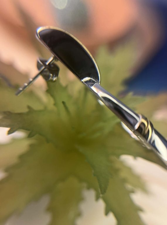 ✨ UShine.gr: Ατσάλινα σκουλαρίκια κρίκοι δίχρωμοι με χρυσές λεπτομέρειες (ασημί & χρυσό) No 1422