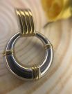 ✨ UShine.gr: Ατσάλινα σκουλαρίκια κρίκοι δίχρωμοι με χρυσές λεπτομέρειες (ασημί & χρυσό) No 1422