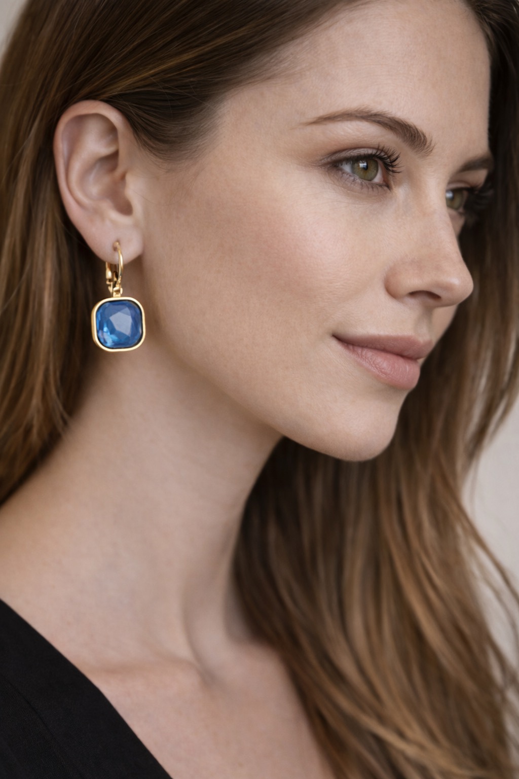 ✨ UShine.gr: Ατσάλινα Σκουλαρίκια με Μπλε Ορθογώνια Πέτρα No 1426