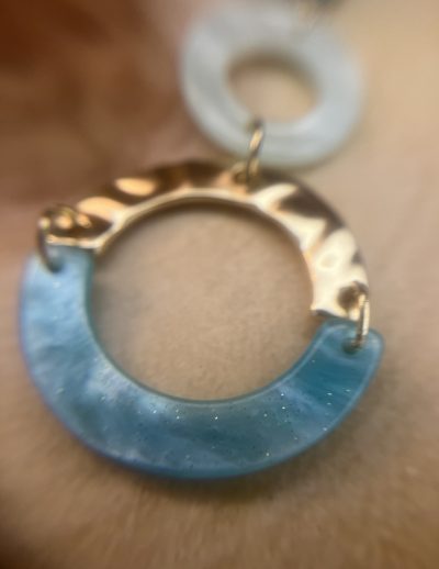 ✨ UShine.gr: Ατσάλινα Μακριά Σκουλαρίκια με Τιρκουάζ Πέτρα & Κρίκους No 1434