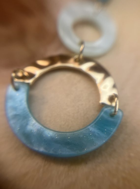 ✨ UShine.gr: Ατσάλινα Μακριά Σκουλαρίκια με Τιρκουάζ Πέτρα & Κρίκους No 1434