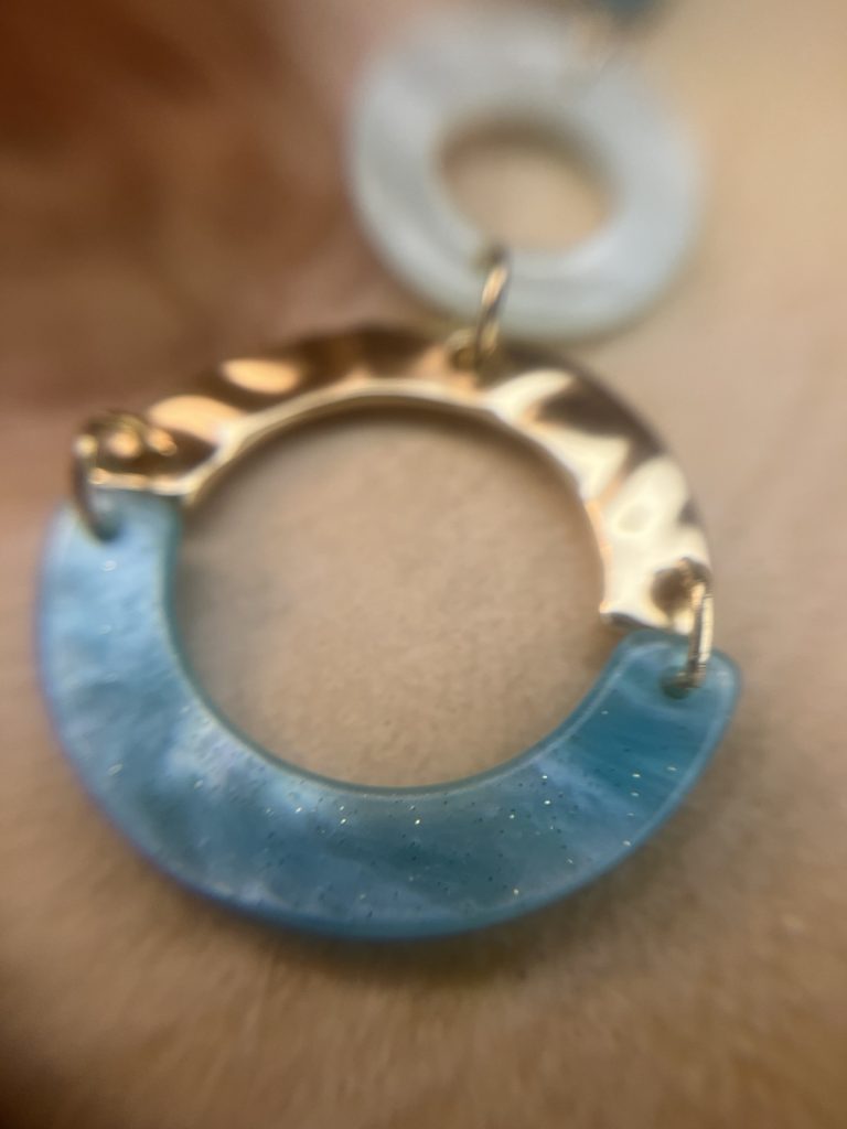 ✨ UShine.gr: Ατσάλινα Μακριά Σκουλαρίκια με Τιρκουάζ Πέτρα & Κρίκους No 1434