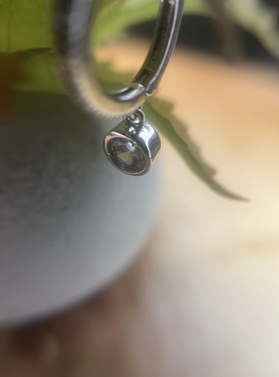 ✨ UShine.gr: Ατσάλινα Σκουλαρίκια Κρίκοι με Κρεμαστό Κρύσταλλο No 1436