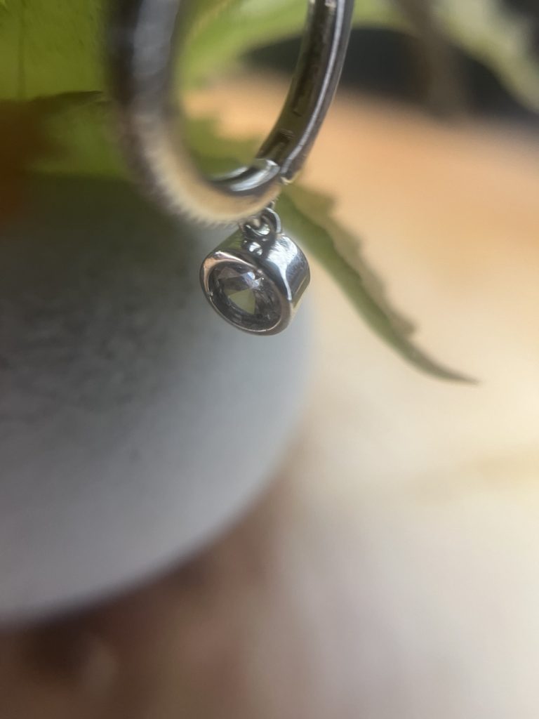 ✨ UShine.gr: Ατσάλινα Σκουλαρίκια Κρίκοι με Κρεμαστό Κρύσταλλο No 1436