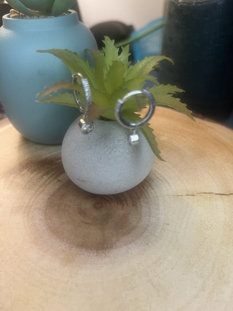 ✨ UShine.gr: Ατσάλινα Σκουλαρίκια Κρίκοι με Κρεμαστό Κρύσταλλο No 1436