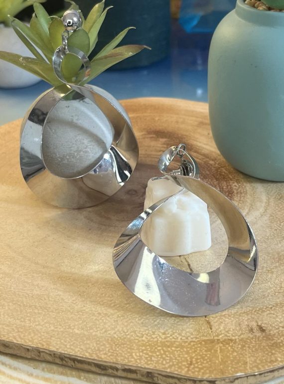 ✨ UShine.gr: Ατσάλινα σκουλαρίκια με αφηρημένο κυματιστό σχέδιο No 1442