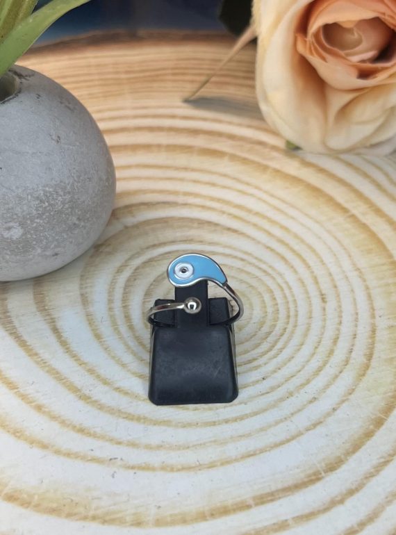 ✨ UShine.gr: Ατσάλινο δαχτυλίδι με γαλάζιο μάτι No 1449