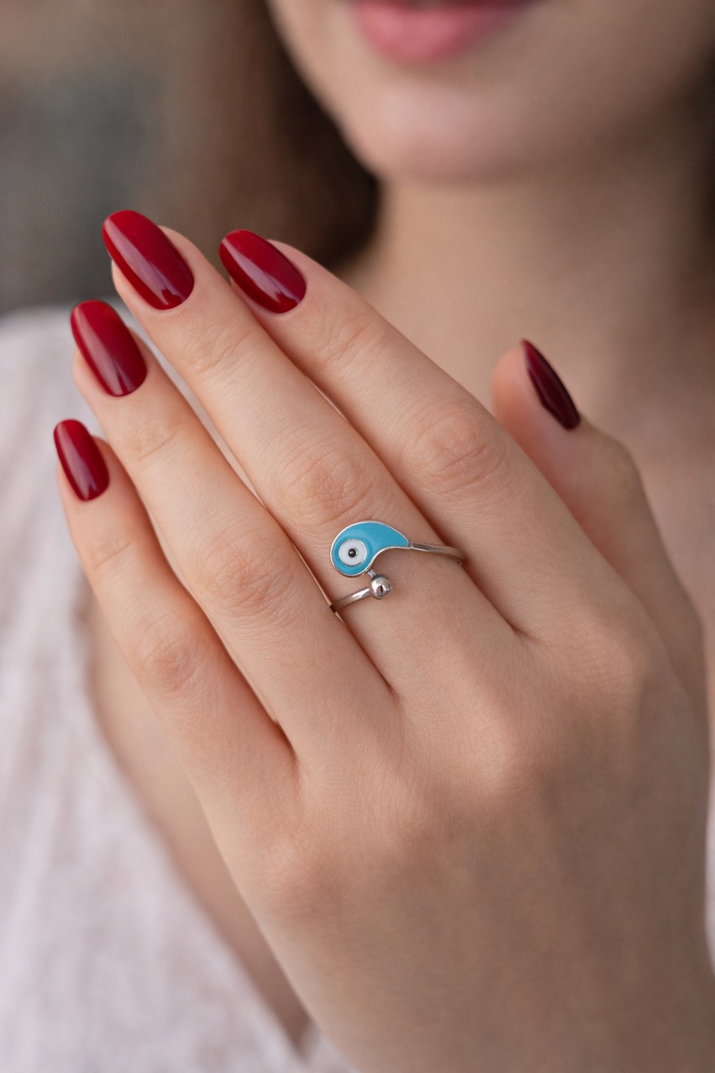 ✨ UShine.gr: Ατσάλινο δαχτυλίδι με γαλάζιο μάτι No 1449