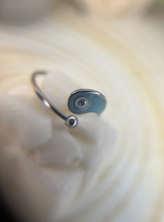 ✨ UShine.gr: Ατσάλινο δαχτυλίδι με γαλάζιο μάτι No 1449