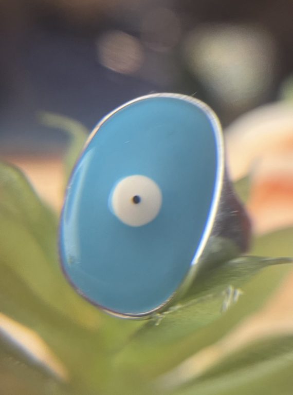 ✨ UShine.gr: Ατσάλινο δαχτυλίδι με γαλάζιο μάτι No 1450