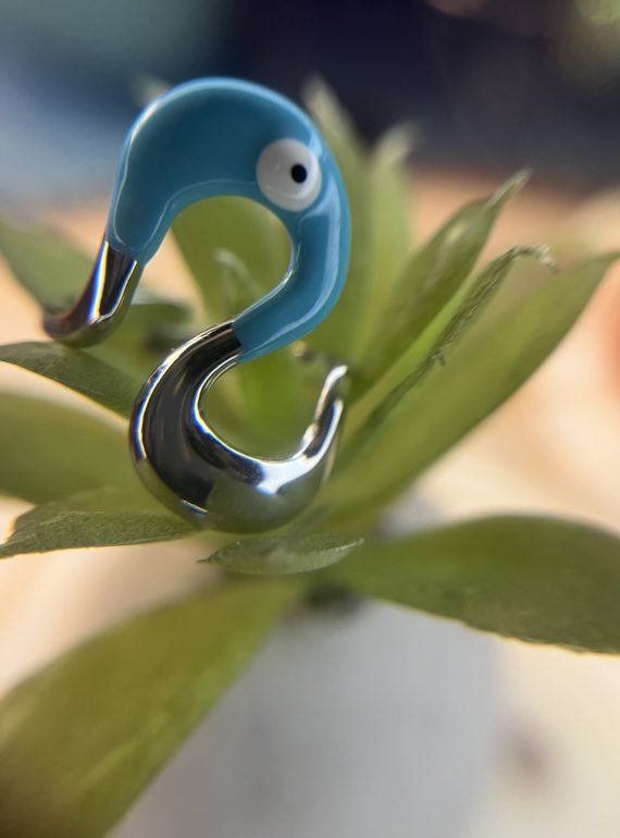 ✨ UShine.gr: Ατσάλινο δαχτυλίδι Κύκνος με γαλάζιο μάτι No 1451