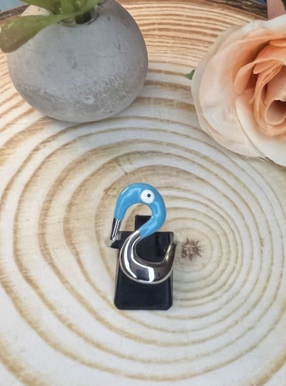 ✨ UShine.gr: Ατσάλινο δαχτυλίδι Κύκνος με γαλάζιο μάτι No 1451