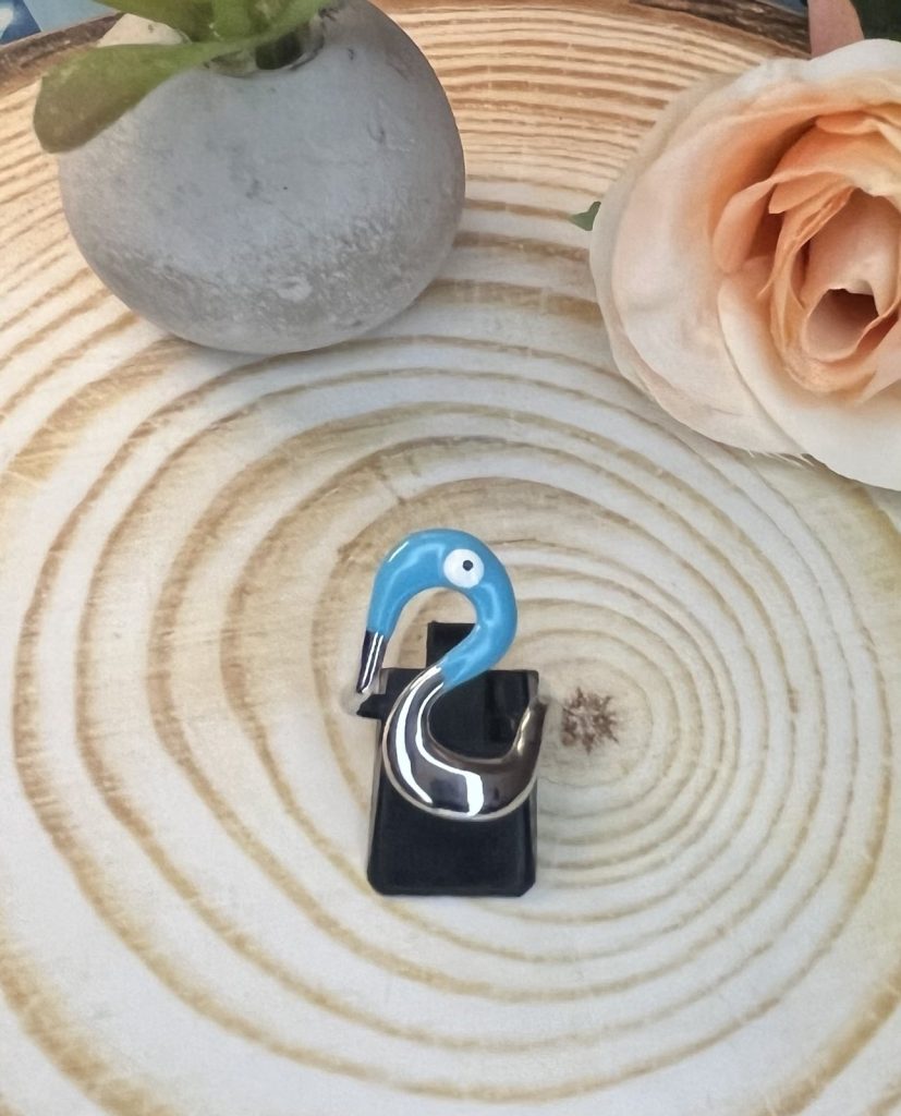 ✨ UShine.gr: Ατσάλινο δαχτυλίδι Κύκνος με γαλάζιο μάτι No 1451