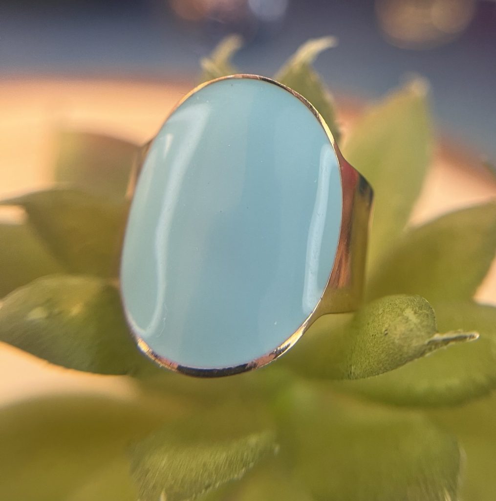 ✨ UShine.gr: Ατσάλινο δαχτυλίδι οβάλ με γαλάζιο σμάλτο No 1453