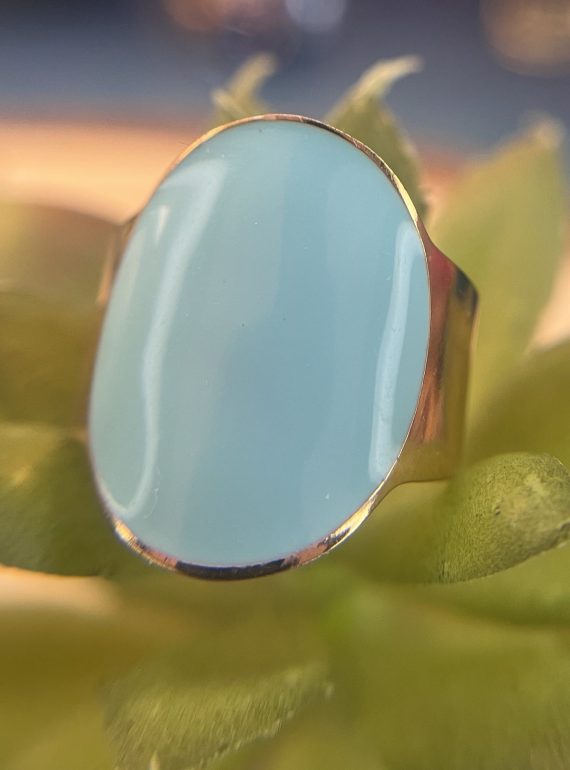 ✨ UShine.gr: Ατσάλινο δαχτυλίδι οβάλ με γαλάζιο σμάλτο No 1453