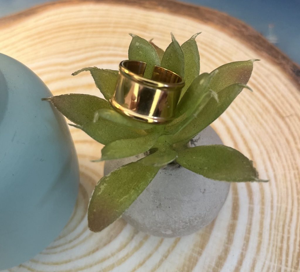 ✨ UShine.gr: Ατσάλινο δαχτυλίδι φαρδιάς γραμμής σε χρυσό τόνο No 1456