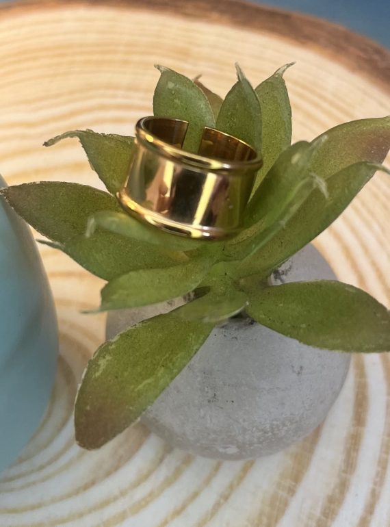 ✨ UShine.gr: Ατσάλινο δαχτυλίδι φαρδιάς γραμμής σε χρυσό τόνο No 1456